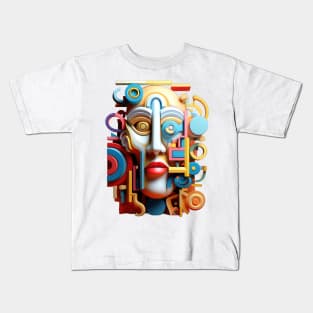 Abstract Cubist Face Shapes Kids T-Shirt